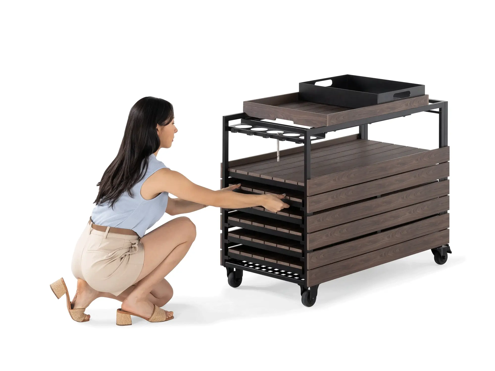 Transformer Outdoor Bar Cart - Panel Storage - Image 7